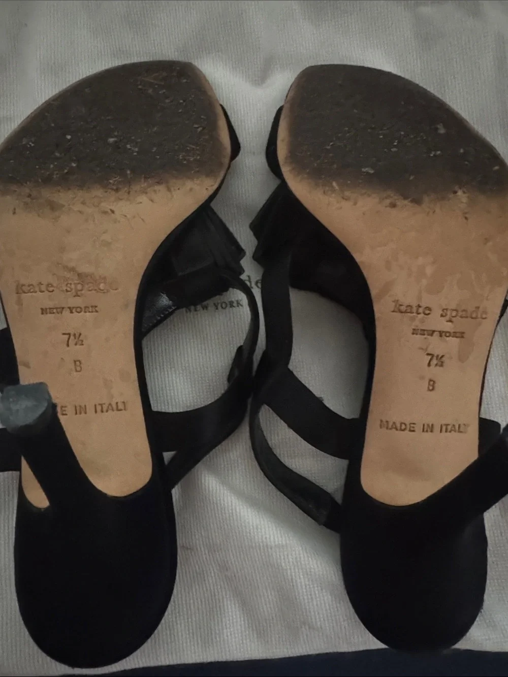 kate spade Black Satin Bow Strappy Slingback Heels